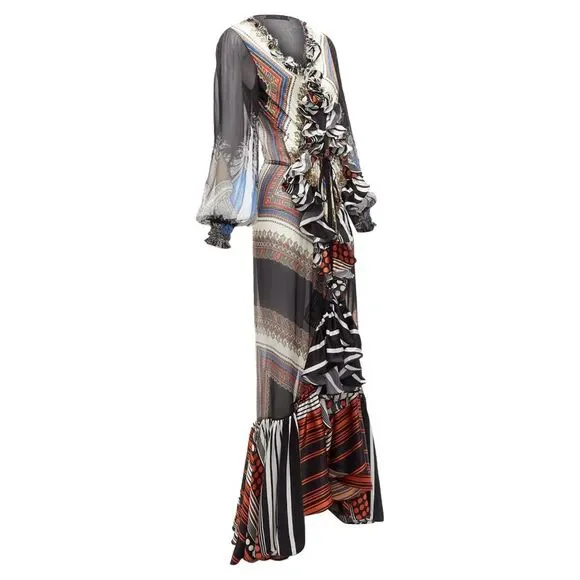 Givenchy Riccardo Tisci bandana sheer ruffle gown dress